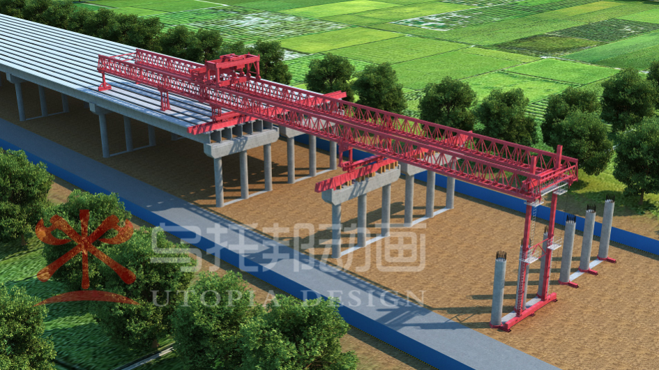 鸡西市运架一体式架桥机施工演示动画