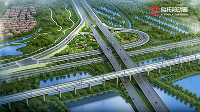立体互通立交道路工程施工动画、效果图表现